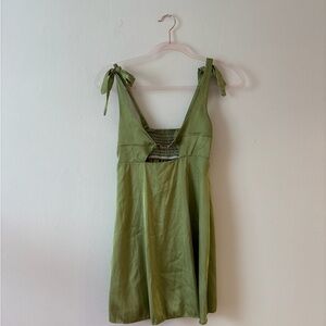 Green Sleeveless Dress with Tie Straps